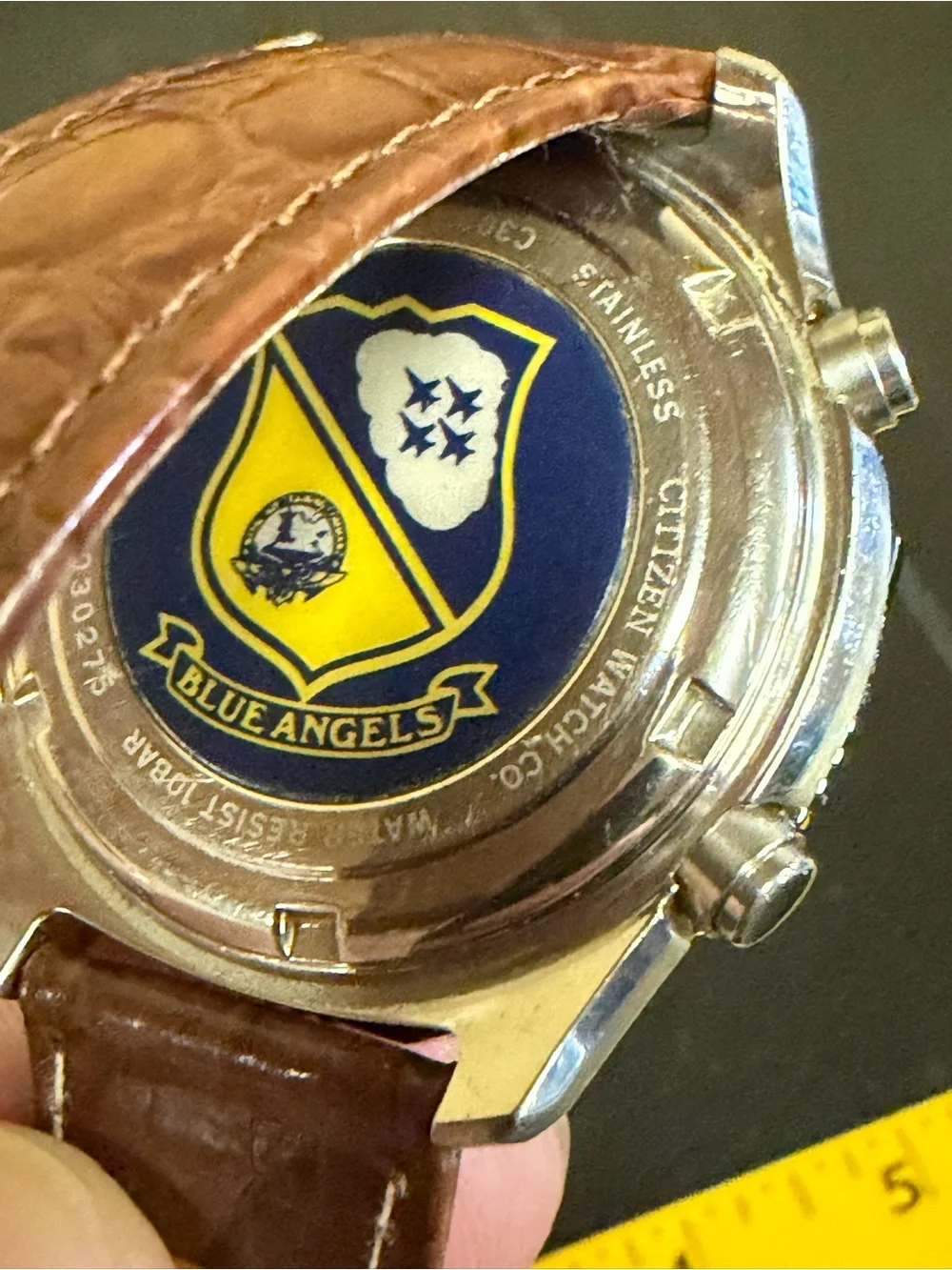 Citizen “Blue Angels” Navihawk World Time Watch - Blue Dial, Brown Strap